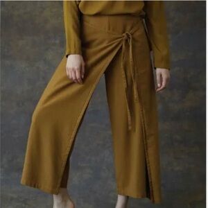 Wide Leg Wrap Pants in Mustard